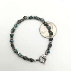 Silver Schark Handmade Sterling Silver & Turquoise Chunk Bead Bracelet 7” #25