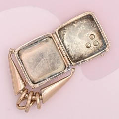 Antique Victorian Clover Fire Opal Spinner Rose Gold Filled Pendant Locket