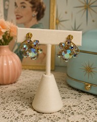 Vintage Aurora Borealis Rhinestone Screw-Back Earrings – Mid-Century 1950’s