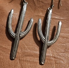 Vintage 2″ Handcrafted Sterling 925 Saguaro Cactus Pierced Earrings