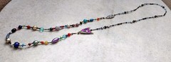 Vintage Glass, plastic and metal necklace, multicolour