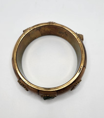 Vintage Brass and Bone with gemstones Bangle bracelet