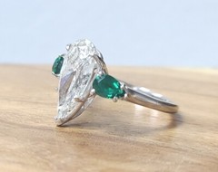 Platinum Vintage Engagement Ring 4.02ct. Natural Pear Shape Diamond I1-I