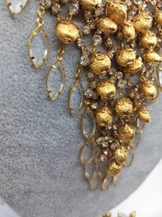 VINTAGE JULIANA? GOLD TONE WATERFALL NECKLACE BRACELET DEMI PARURE