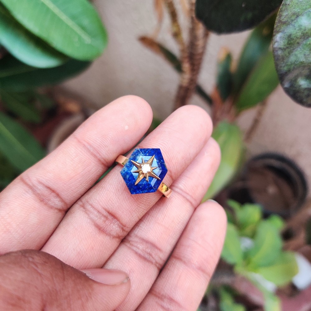Lapis Lazuli Antique 925 silver vintage Victorian art deco handmade ring gift