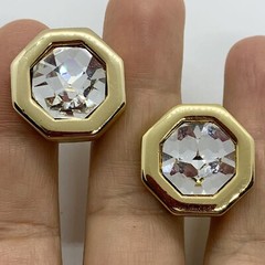 VTG SWAROVSKI CRYSTAL SIGNED SAL GEOMETRIC EARRINGS CLIP-ON OCTAGON CLEAR