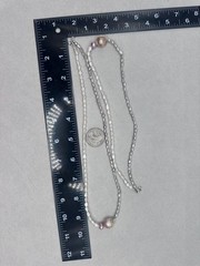Pastel Pearl Choker Floating Carved Pearl Sterling Silver Handmade Necklace