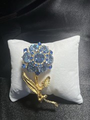 Vintage Edlee Blue Flower Brooch-Signed