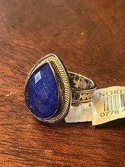 Anna Beck 18K Gold Plated Sterling Silver Faceted Teardrop Blue Quartz Ring SZ 7