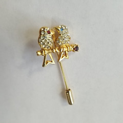 Crystal Lovebirds Pin on a Gold Tone Branch Push Pin Vintage 1990’s EUC