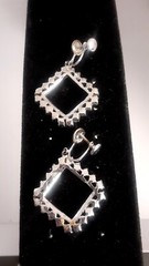 Vintage Rhinestone Square Open work Dangle/drop Clip On Earrings
