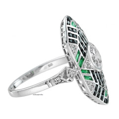 Vintage Art Deco Style Lab Created Diamond Engagement 14K White Gold Finish Ring