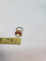 Vintage Rivoli AB Glass Cocktail Ring Gold Tone Adjustable Crown Setting Retro