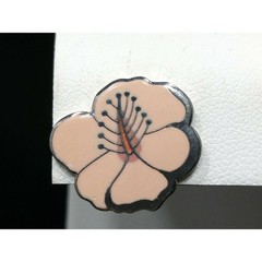 Laurel Burch “Hibiscus” Pink Post Earrings, Rhodium Plated Silver Tone, 1980s