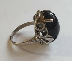 Vintage ring sterling silver 925 Size 8.5 Weight 8.1g Black Goldstone