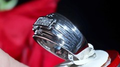 14k white gold size 10 ring 0.60ct natural diamond invisible set band 12.6g C-74