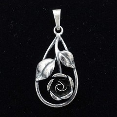 Vintage Signed Teka 825 Silver Rose Flower Pendant Theodor Klotz Germany