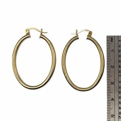 Vintage Classic 14k Gold Oval Shaped Pierced Hoop Earrings “ZZ 14k” 3.07 Grams