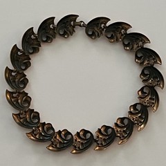VINTAGE 1960s Mid Century Copper Leaf Modernist Geometric 16” Necklace