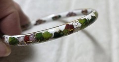 Vintage Pair Of Chinese Cloisonné Enamel Bangle Bracelets Blue White Floral Boho
