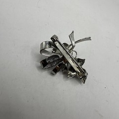 Sterling Silver JJJ Rose Flower Ribbon Brooch Pin Pendant (3.12g)