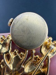 Vintage Welsbro Watch Brooch Tulips Pot Metal Rhinestone NICE Untested