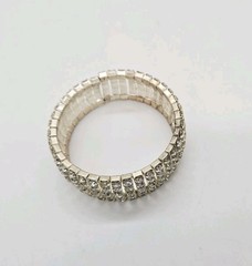 Wide Crystal Cuff Bracelet Silver tone Rhinestone .75 in WIDE OSFM Couture