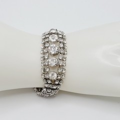 La Rel Rhinestone Clear Sparkling Wide Multi Stone Fancy Dress Vintage Bracelet