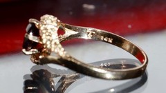 14k yellow gold ring 1.00ct Bohemian garnet sz 6 solitaire vintage 2.40g N3159