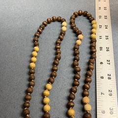 Long Wooden Bead Necklace 56 In Brown Beige Vintage Boho Hippie Festival Retro