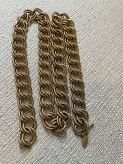 Vintage Miriam Haskell Russian Gold Tone Double Link Necklace Signed