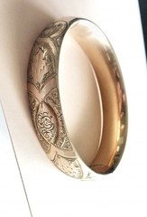 ANTIQUE VICTORIAN EDWARDIAN ART NOUVEAU GOLD FILLED HINGED BANGLE BRACELET 1908