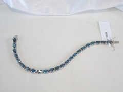 New Sterling Silver 925 Natural Heated London Blue Topaz Tennis Bracelet Fits 7″