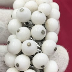 Vintage Milk Glass Beaded Cluster Bracelet Dangle Cluster 5-5/8″ IC Expandable