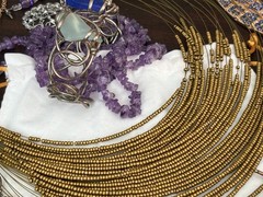 COLLECTOR ESTATE lot Hippie &Modernist Jewelry Boho Amethyst Bib Collar Necklace