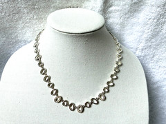 Premier Designs Silver Metal Ovals Necklace W/Rhinestones 16″ to 19″