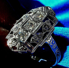 Original EARTH MINED DIAMOND Deco Engagement Ring Vintage Style 14K WHITE GOLD 6