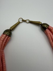 PINK HEISHI BEADED MULTI STRAND STATEMENT NECKLACE WOMENS 28IN BRASS HOOK BOHO