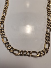 Sterling Silver 925 Gold Plated FIGARO Chain 22” Necklace ITALY 10mm Not Scrap