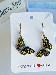 Butterfly Genuine Baltic Amber Earrings Vintage Egg Yolk Butterscotch Polish 老琥珀