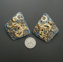 One-of-a-Kind Vintage Rodeo Cowboy Enamel Artistic Earrings OOAK Horse Horseshoe