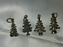 Vintage Lot of 9 Christmas Tree Pendants Charms 2 Sterling