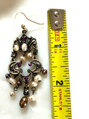 Artisan Victorian-Style Chandelier Earrings 14K GF French Wire Fresh Water Pearl