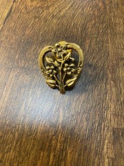 Vintage Set Of 4 Heart Gold Tone Brooches Pins, 3 Stamped CAMCO, 1 Unbranded