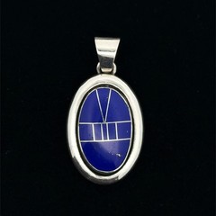 Vintage ASC 925 Sterling Silver Lapis Lazuli Channel Inlay Pendant, 6.3g, Qty. 2