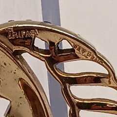 Vintage TRIFARI Pat Pend Rhinestone Swirl Brooch Pin Gold Tone Two Tone Circular