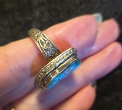 Vintage Navajo Silver Turquoise Ring, Native American Jewelry, used Size 8