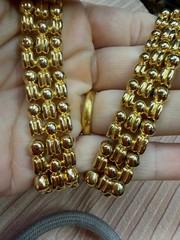 Vintage Necklace Buckle Chain Flat Heavy 16 inches With Bracelet Set Goldtone