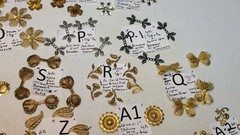 HUGE Lot #66 Vtg Miriam Haskell Small Med Flower Brass silver Gold Gilt Findings