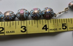3 pc Set Necklace Earrings Vtg Italy Wedding Cake Beads Glass Blue Gold Pink